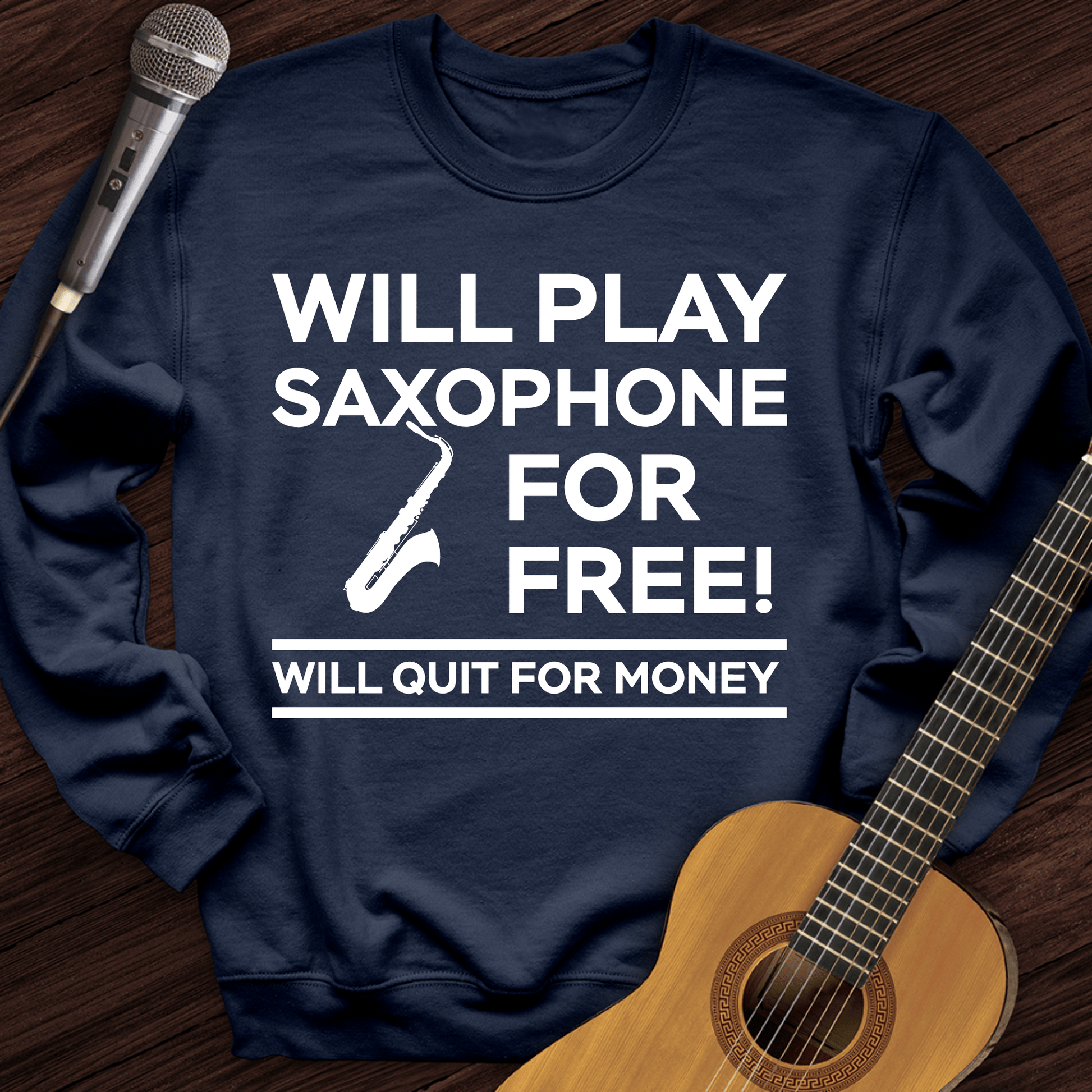 Printify Sweatshirt Navy / S Play Saxophone For Free Crewneck