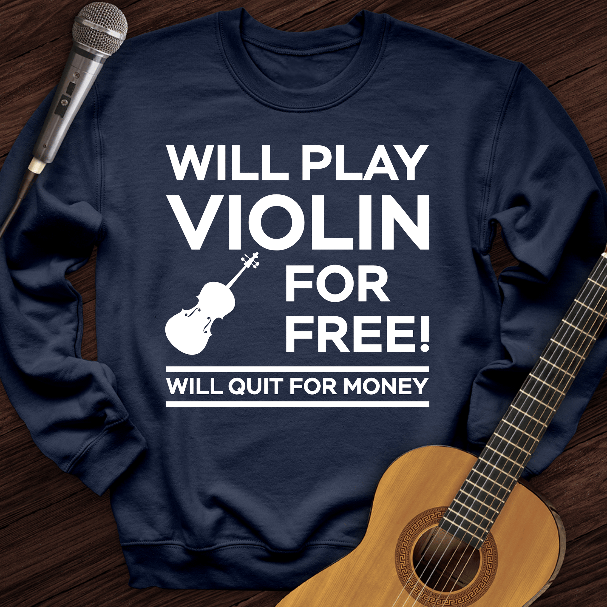 Printify Sweatshirt Navy / S Play Violin For Free Crewneck