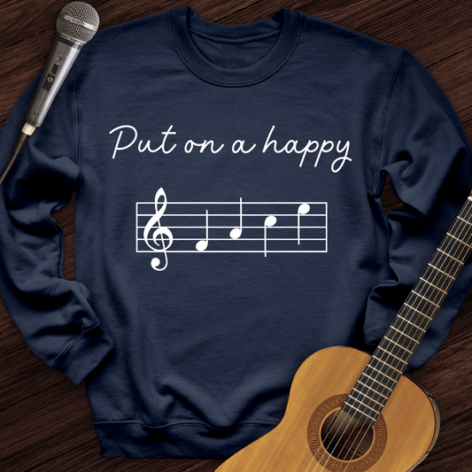 Printify Sweatshirt Navy / S Put On A Happy Crewneck