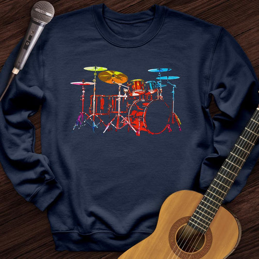 Printify Sweatshirt Navy / S Rainbow Drums Crewneck