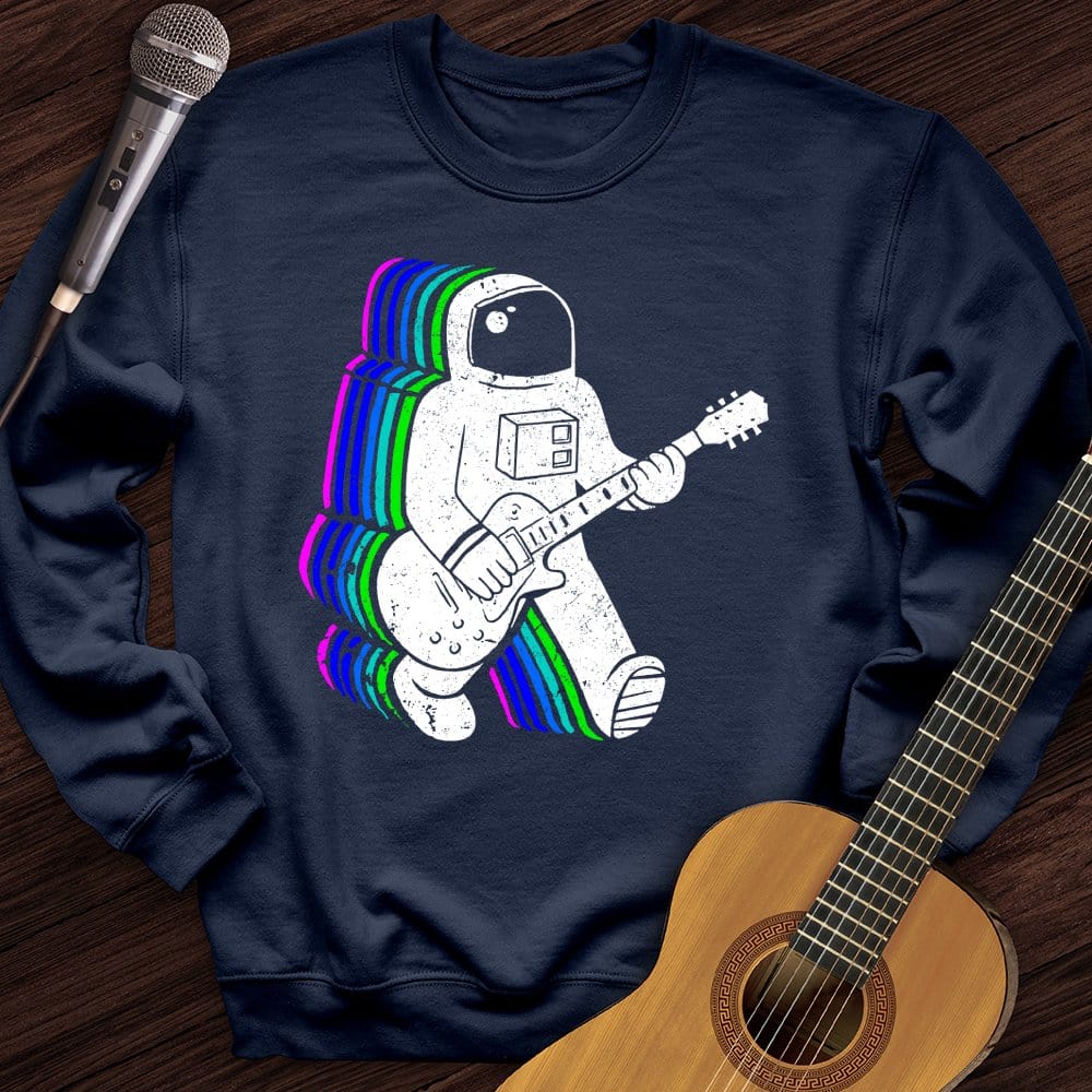 Printify Sweatshirt Navy / S Rainbow Guitarist Crewneck