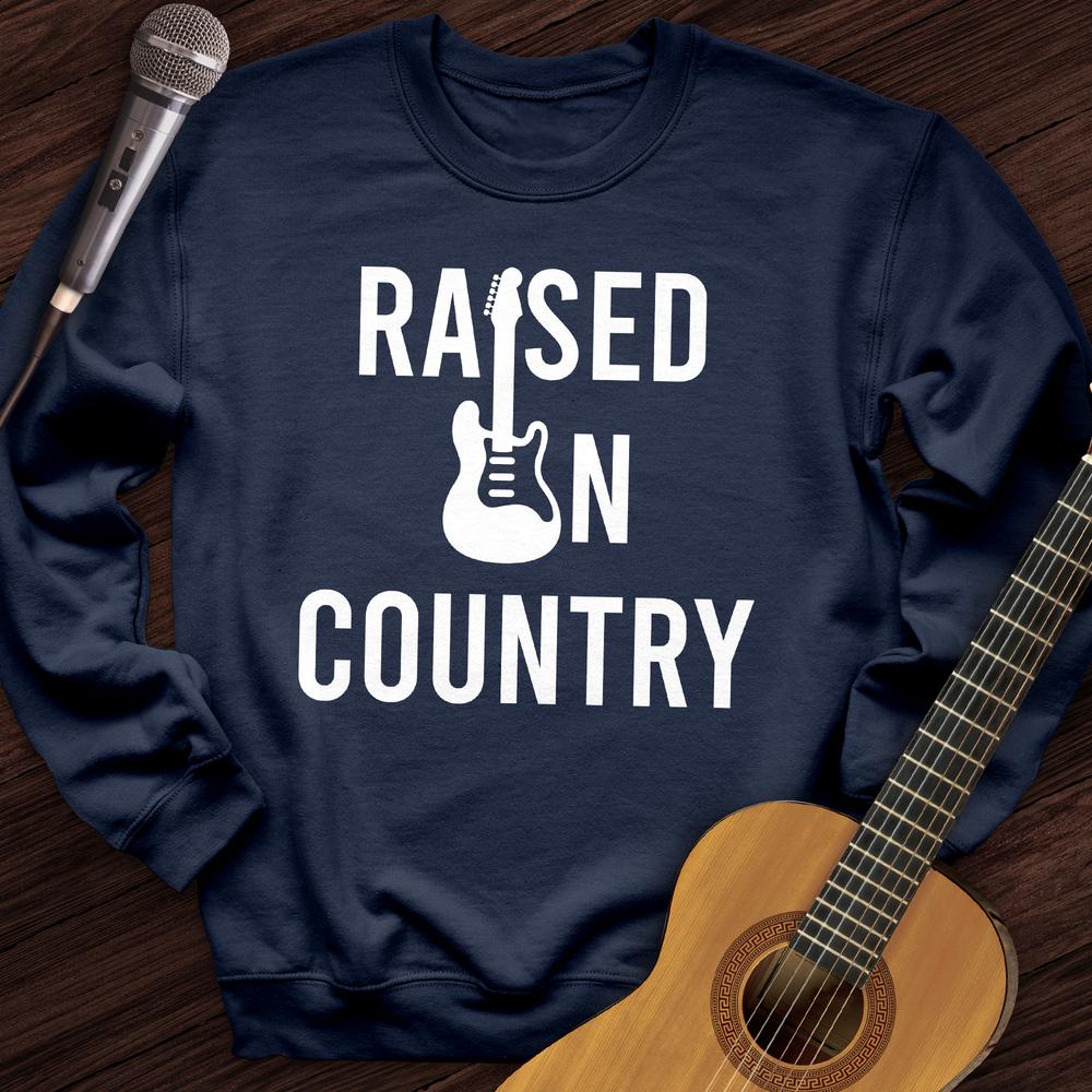 Printify Sweatshirt Navy / S Raised on Country Crewneck