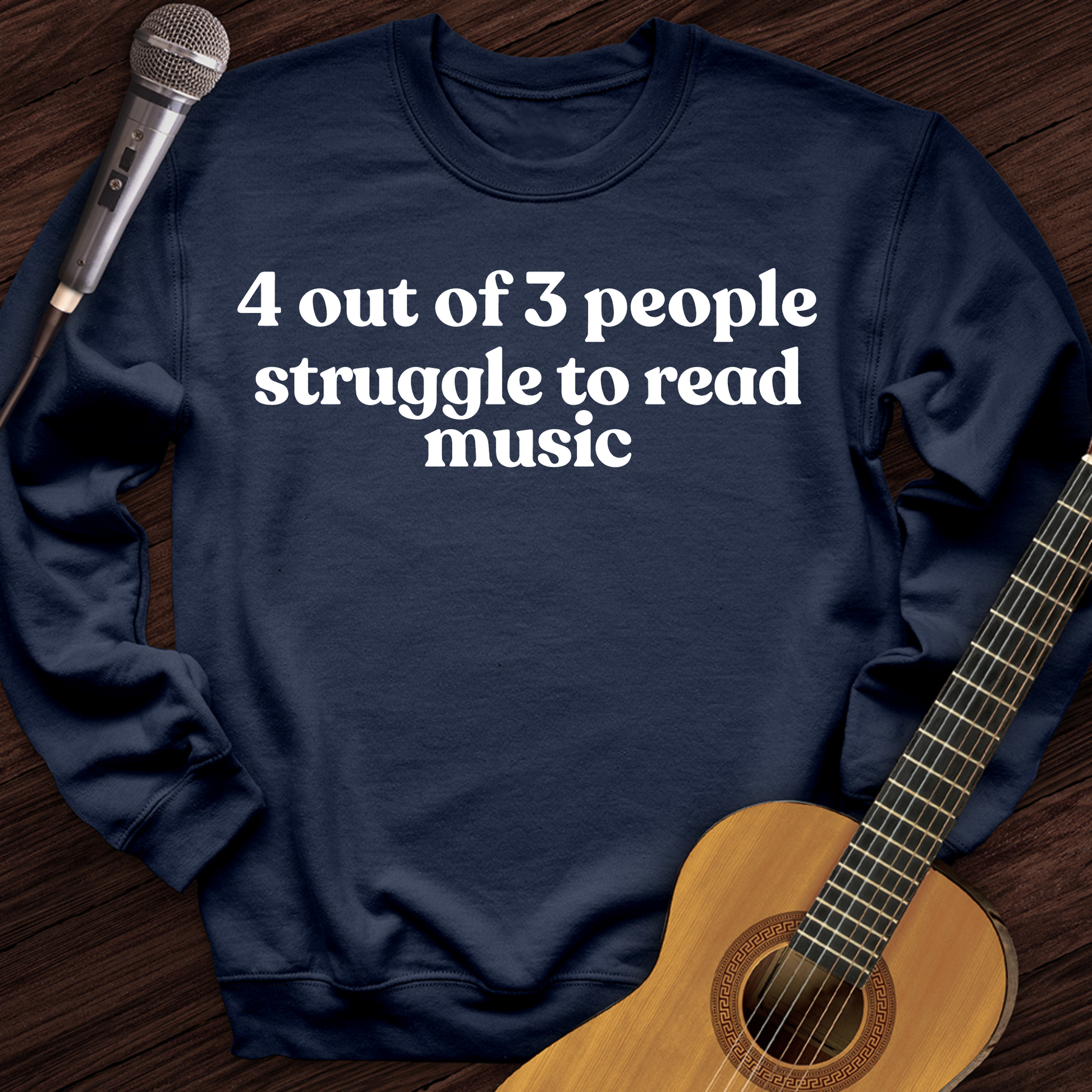 Printify Sweatshirt Navy / S Reading Music Hard Crewneck