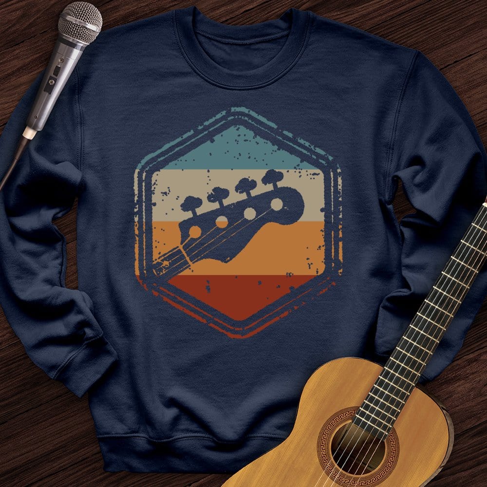 Printify Sweatshirt Navy / S Retro Guitar Crewneck