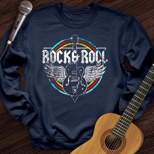 Printify Sweatshirt Navy / S Retro Rock And Roll Crewneck
