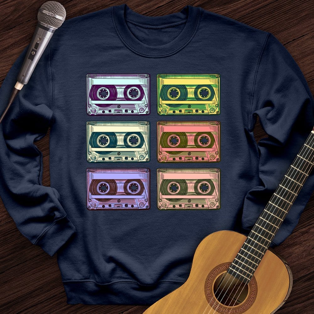 Printify Sweatshirt Navy / S Retro Rock Tapes Crewneck