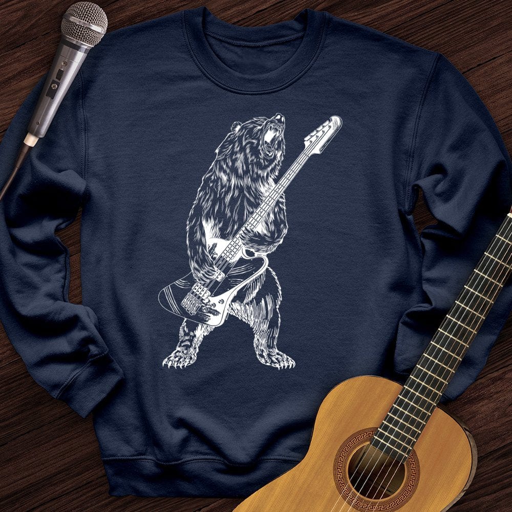 Printify Sweatshirt Navy / S Rock and Roll Grizzly Crewneck