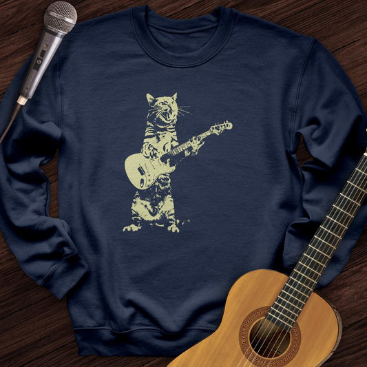 Printify Sweatshirt Navy / S Rock and Roll Kitten Crewneck