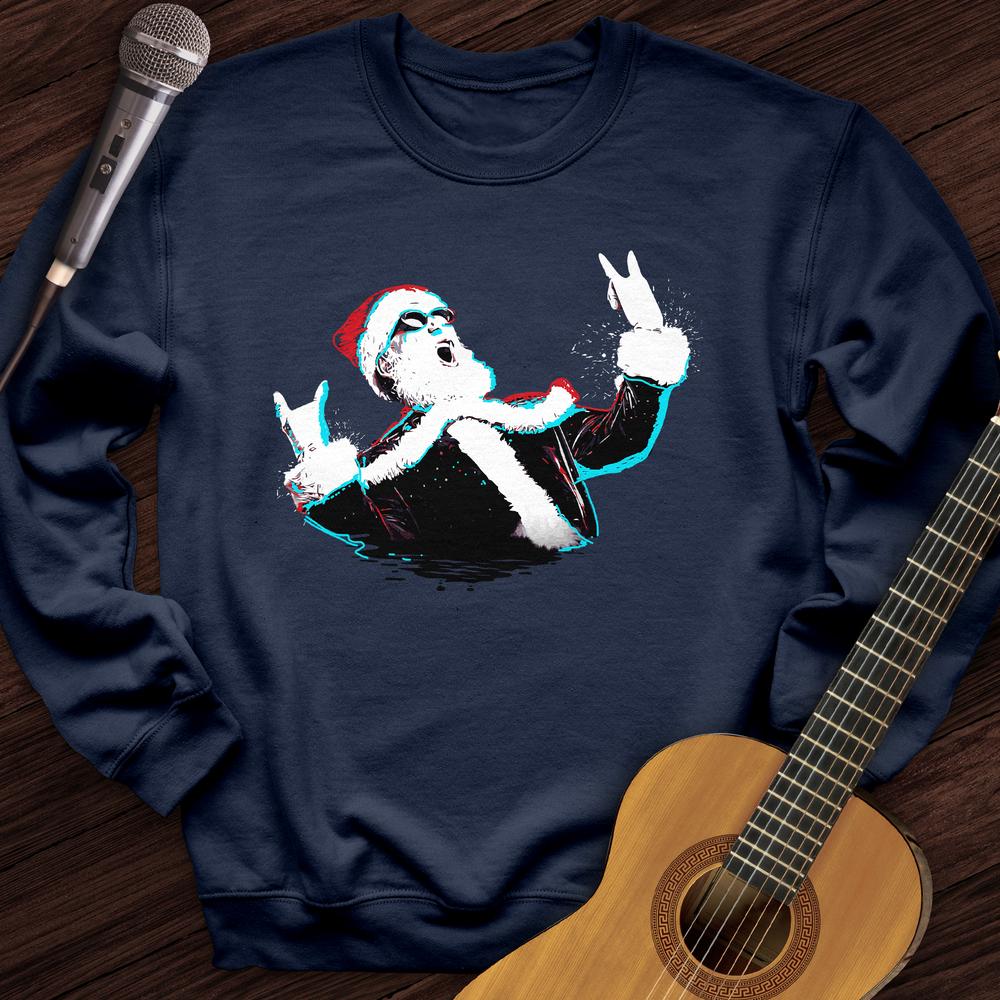 Printify Sweatshirt Navy / S Rock and Roll Santa Crewneck