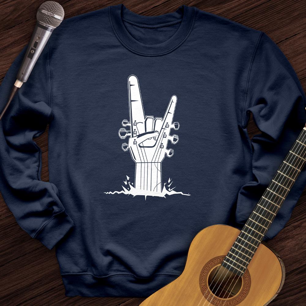 Printify Sweatshirt Navy / S Rock on Guitar Crewneck