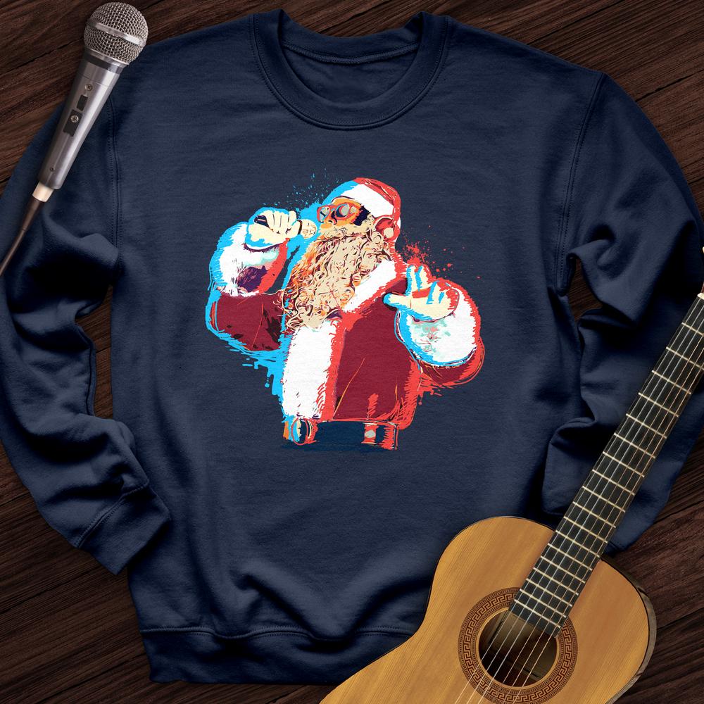 Printify Sweatshirt Navy / S Santa On The Mic Crewneck