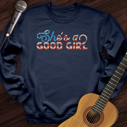 Printify Sweatshirt Navy / S She's A Good Girl Crewneck