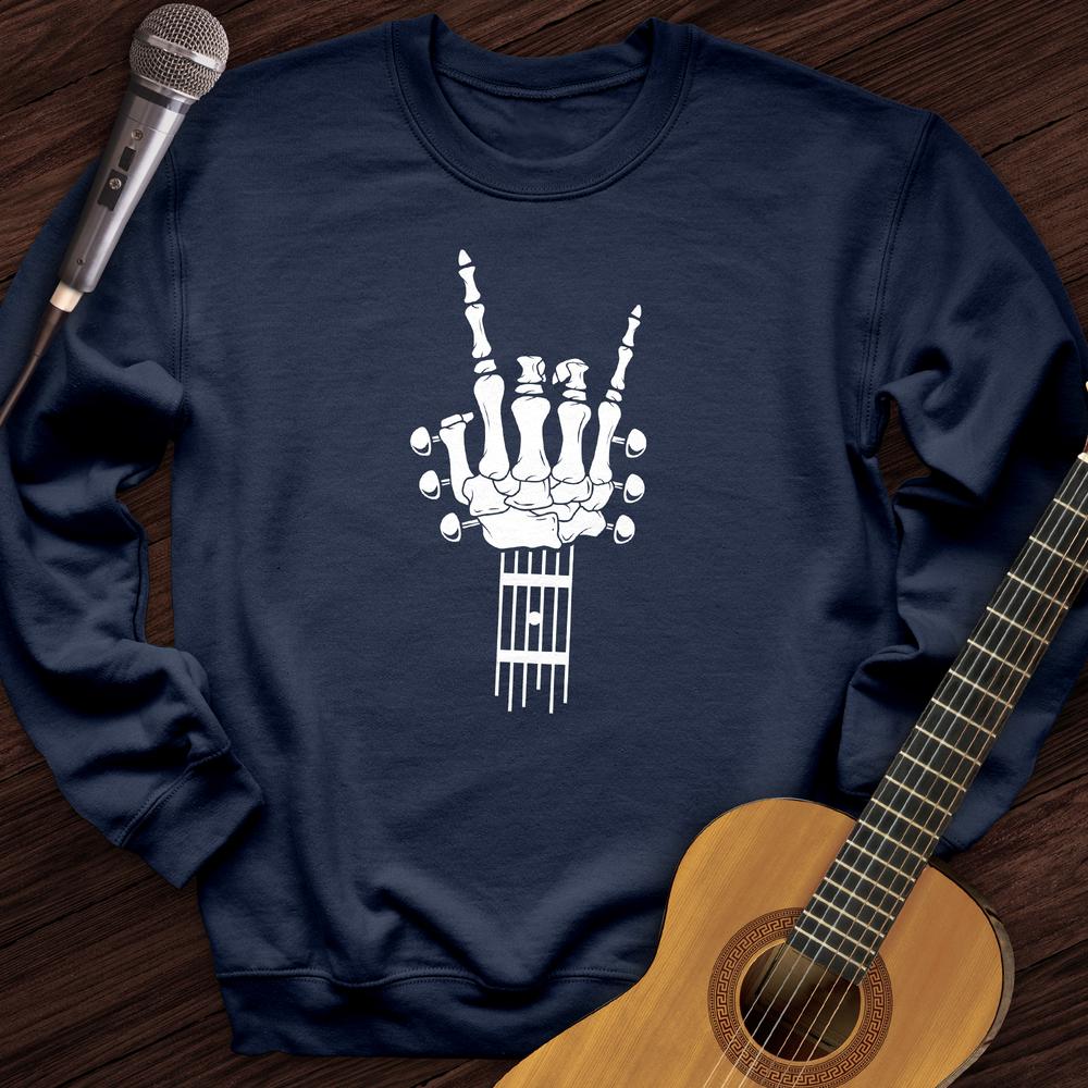 Printify Sweatshirt Navy / S Skeleton Guitar Crewneck