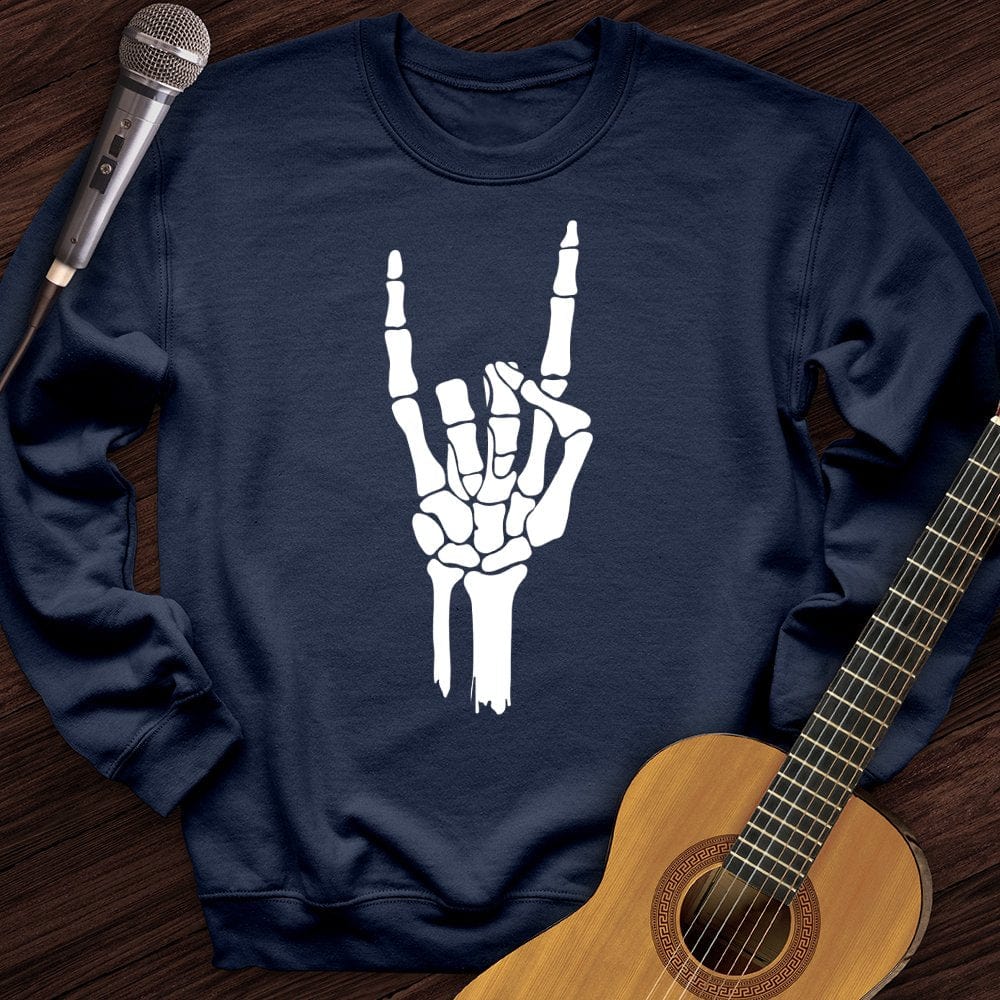 Printify Sweatshirt Navy / S Skeleton Hand Crewneck