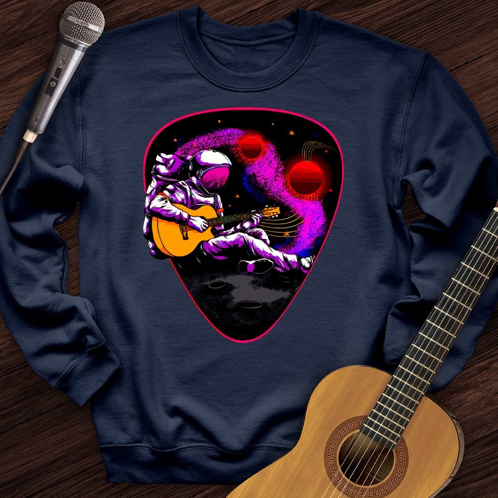 Printify Sweatshirt Navy / S Space Guitar Plectrum Crewneck
