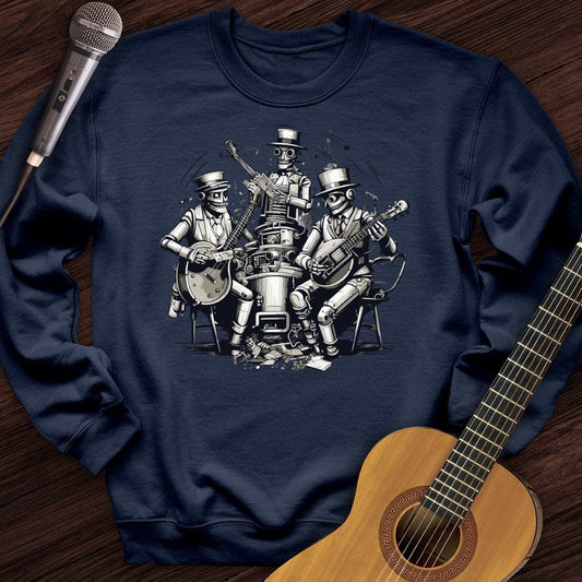 Printify Sweatshirt Navy / S Steampunk Skeleton Band Crewneck