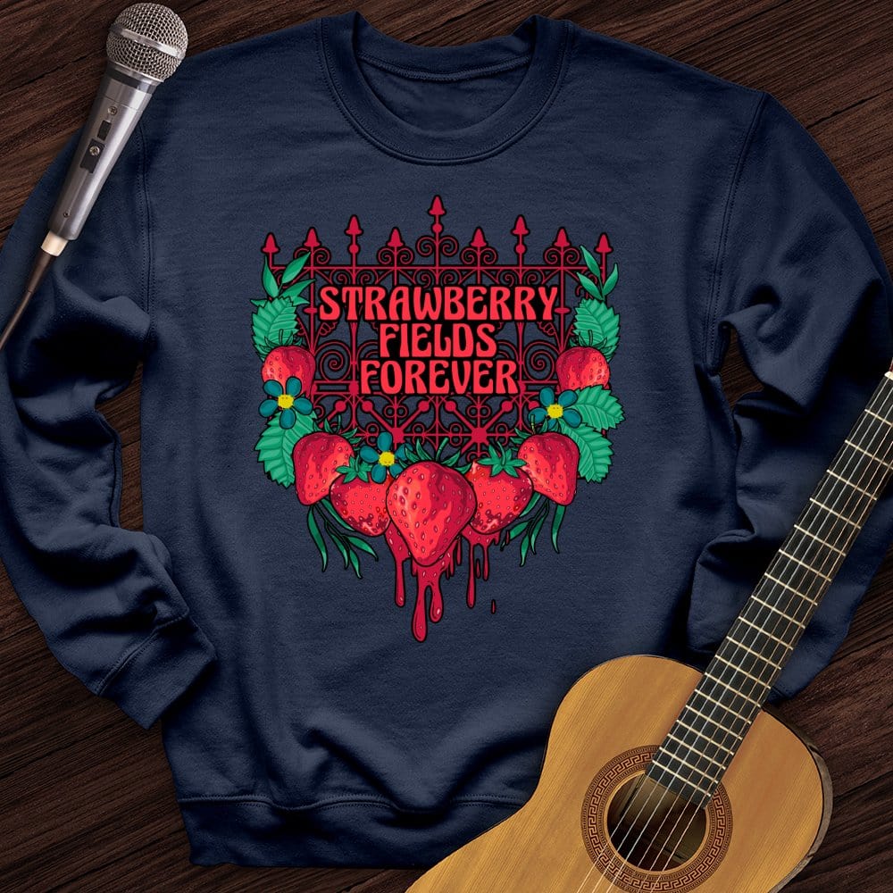 Printify Sweatshirt Navy / S Strawberry Fields Crewneck