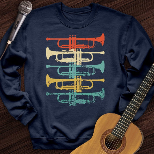 Printify Sweatshirt Navy / S Trippy Trumpets Crewneck