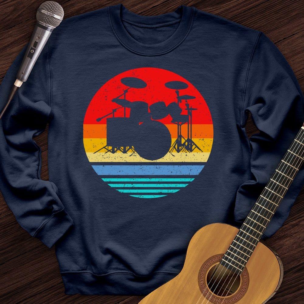 Printify Sweatshirt Navy / S Vintage Drum Set Crewneck
