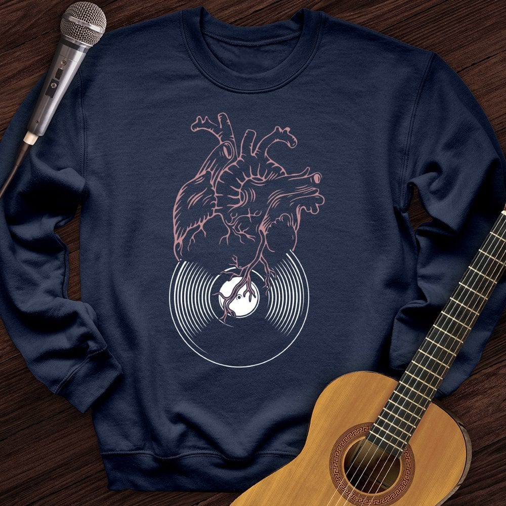 Printify Sweatshirt Navy / S Vinyl Heart Crewneck