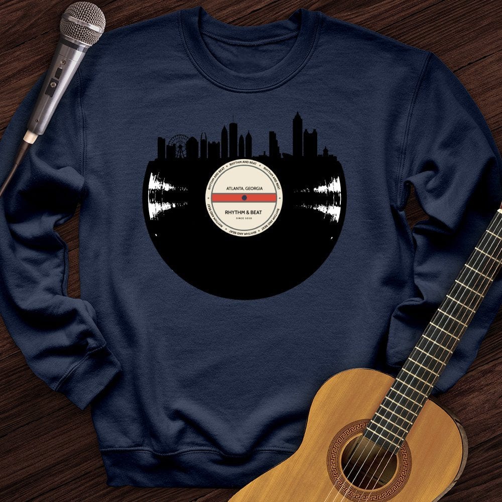Printify Sweatshirt Navy / S Vinyl Skyline Atlanta Crewneck