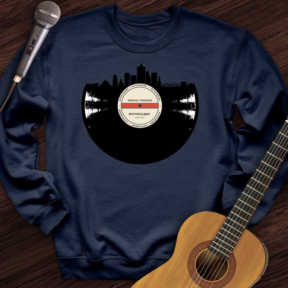 Printify Sweatshirt Navy / S Vinyl Skyline Memphis Crewneck