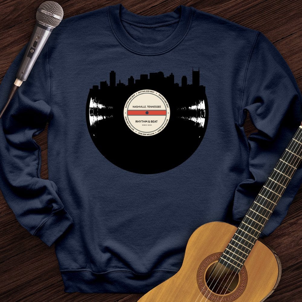Printify Sweatshirt Navy / S Vinyl Skyline Nashville Crewneck