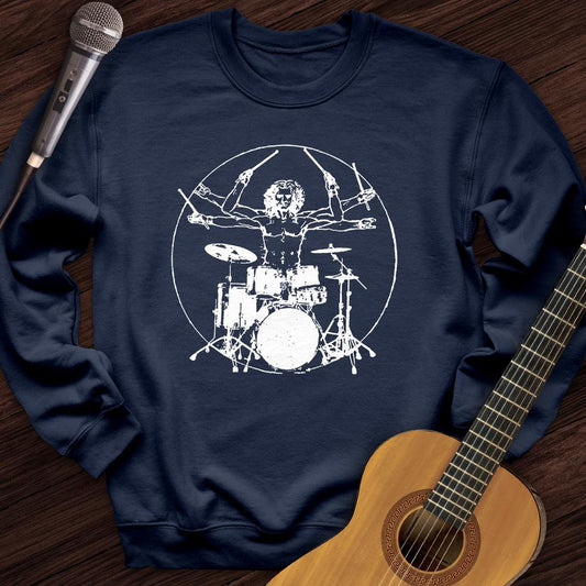 Printify Sweatshirt Navy / S Vitruvian Drummer Crewneck