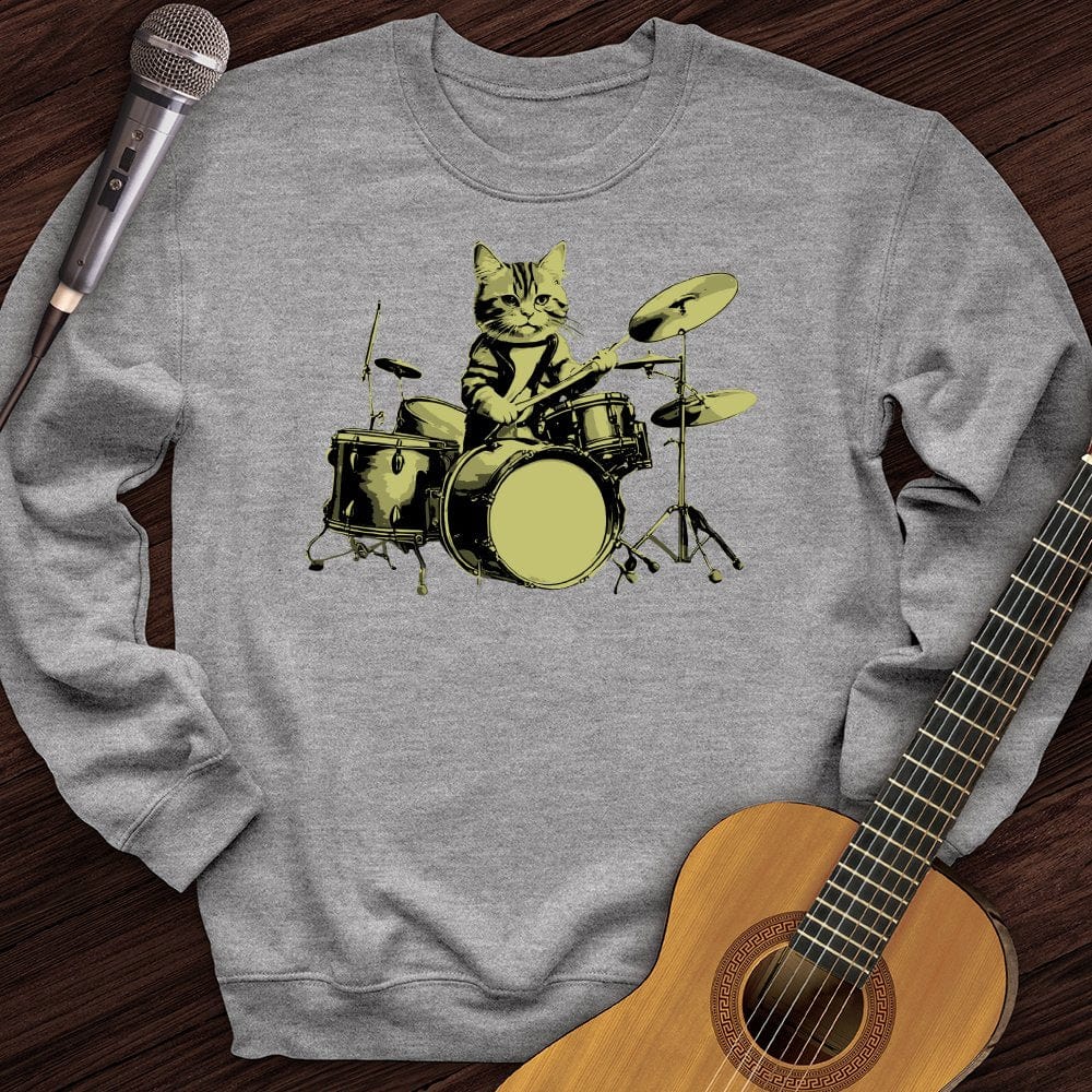 Printify Sweatshirt Sport Grey / S Cat Drums Crewneck