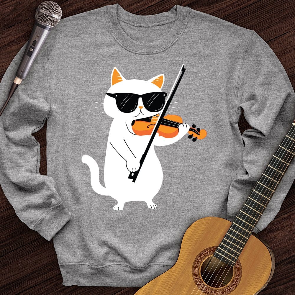 Printify Sweatshirt Sport Grey / S Cat Playing Violin Crewneck