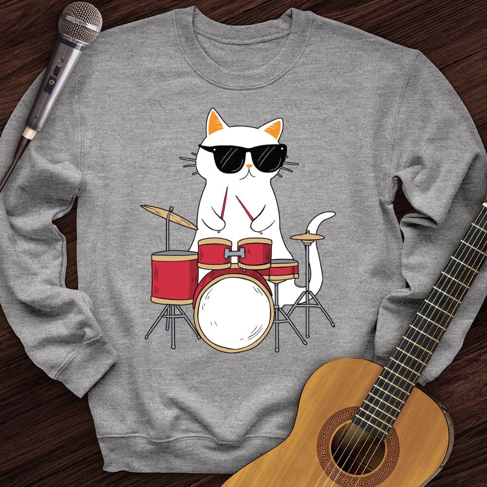 Printify Sweatshirt Sport Grey / S Drummer Cat Crewneck