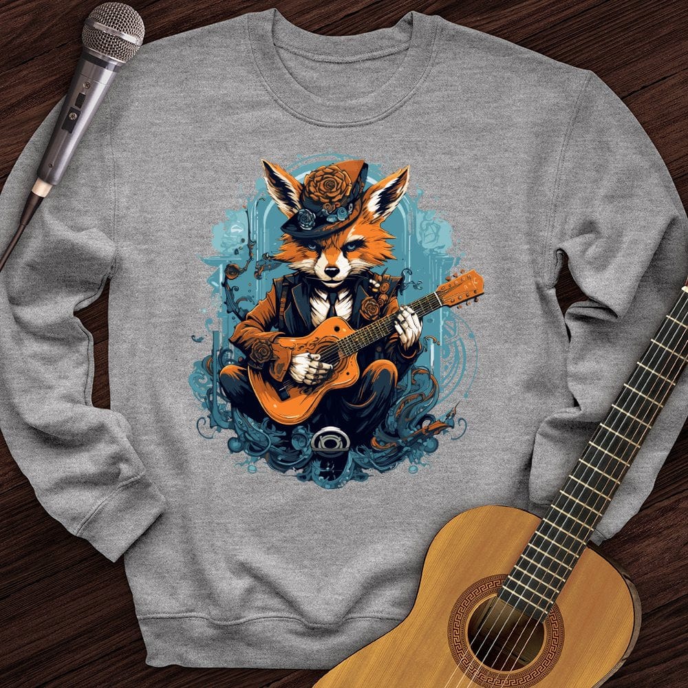 Printify Sweatshirt Sport Grey / S Fox Playing Guitar Crewneck