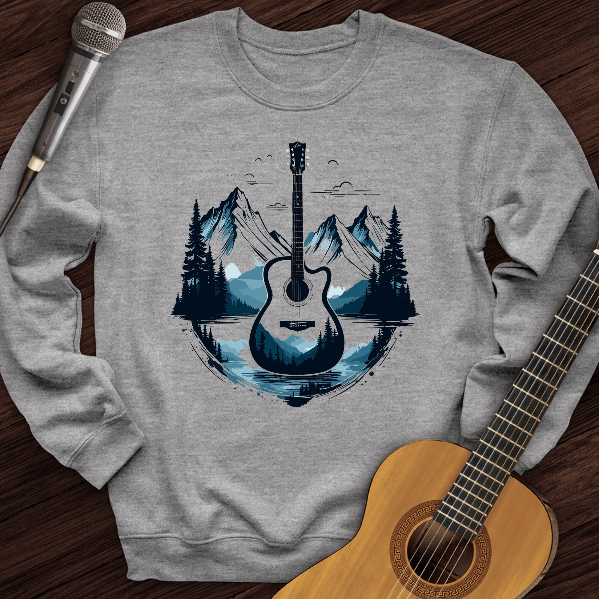 Printify Sweatshirt Sport Grey / S Glacier Guitar Crewneck