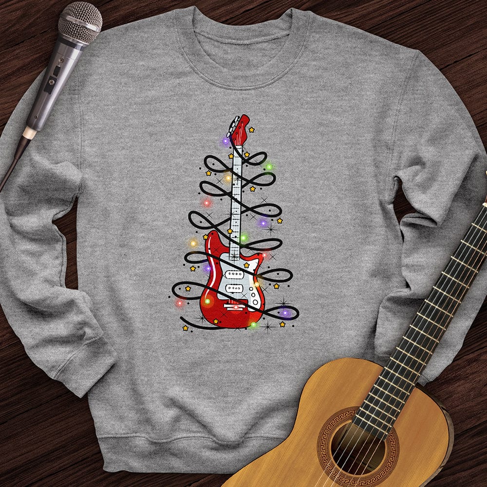 Printify Sweatshirt Sport Grey / S Guitar Christmas Lights Crewneck