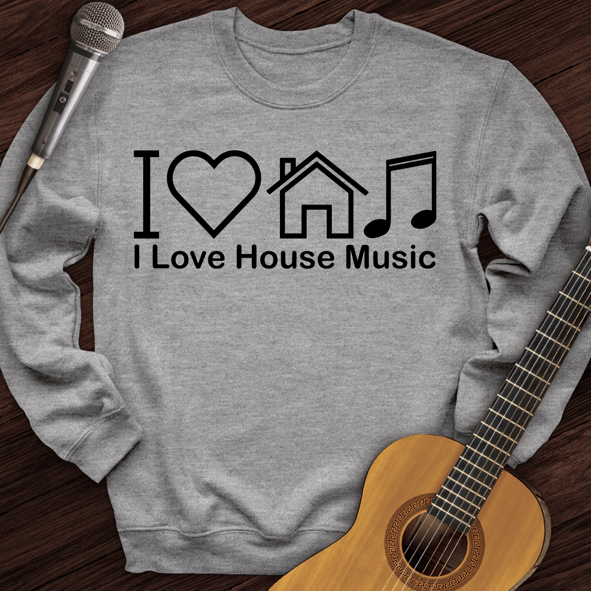 Printify Sweatshirt Sport Grey / S I Love House Music Crewneck
