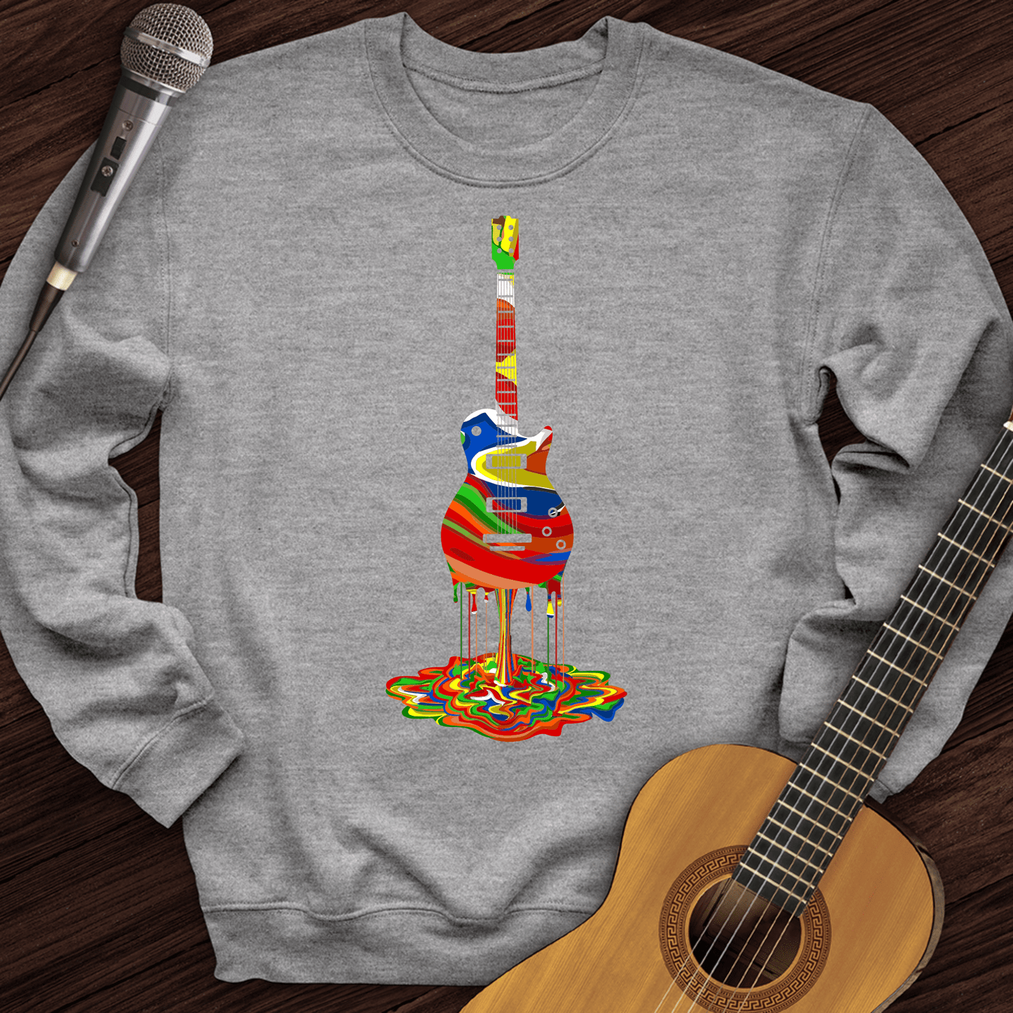 Printify Sweatshirt Sport Grey / S Melting Guitar Crewneck