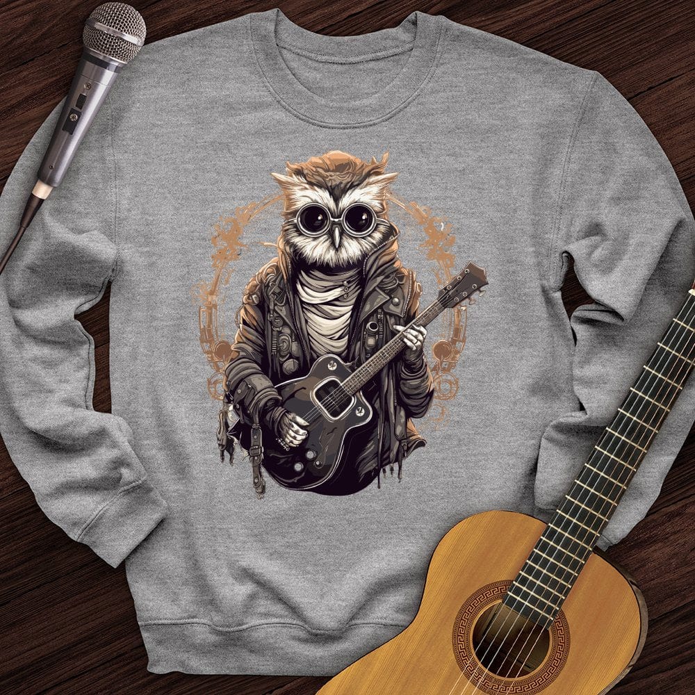 Printify Sweatshirt Sport Grey / S Owl Playing Guitar Crewneck