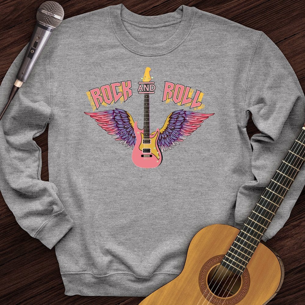 Printify Sweatshirt Sport Grey / S Rock and Roll is Pink Crewneck