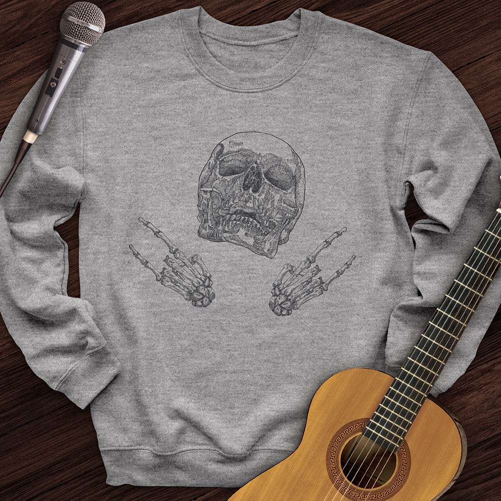 Printify Sweatshirt Sport Grey / S Skeleton Rock On Crewneck