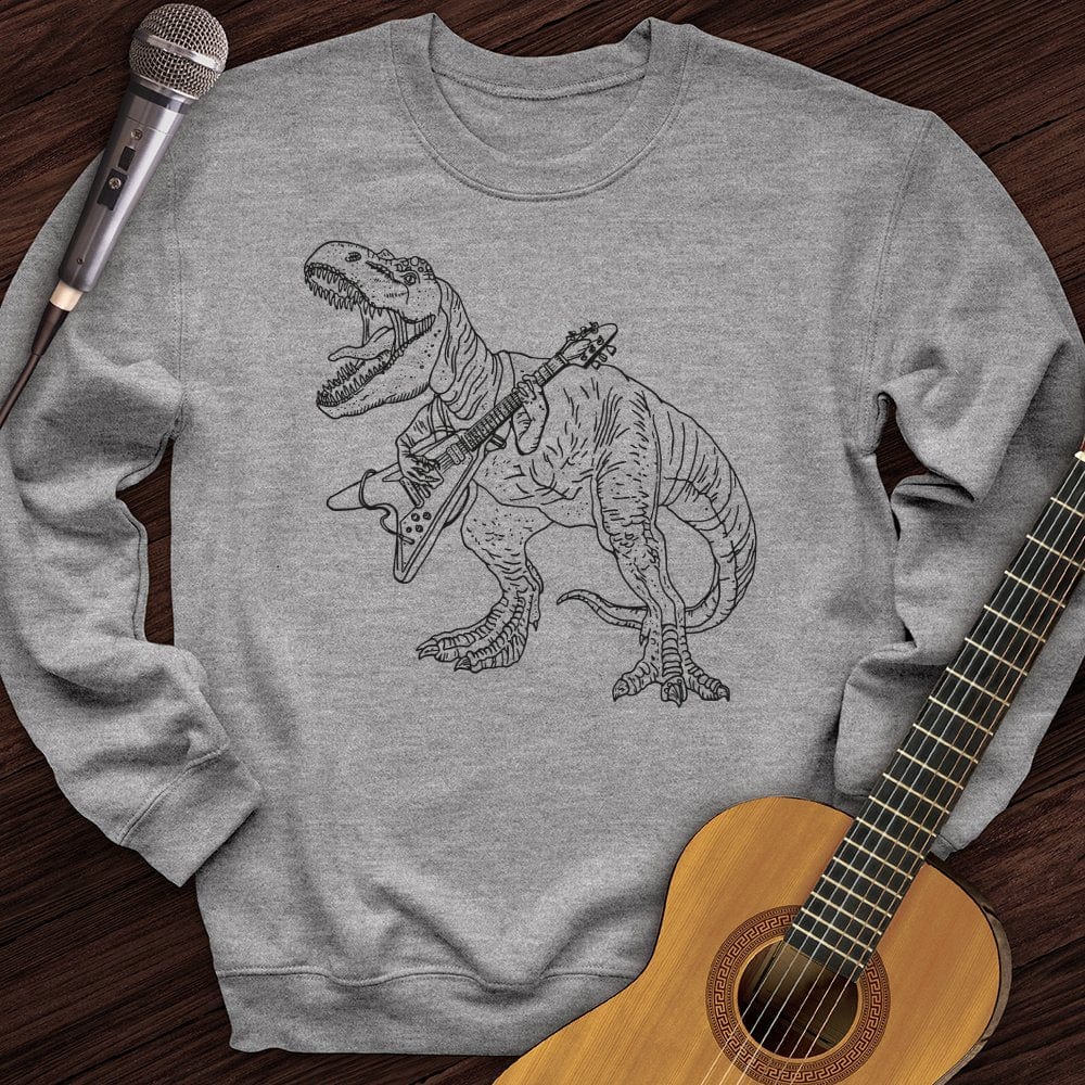 Printify Sweatshirt Sport Grey / S T-Rex Playing Guitar Crewneck