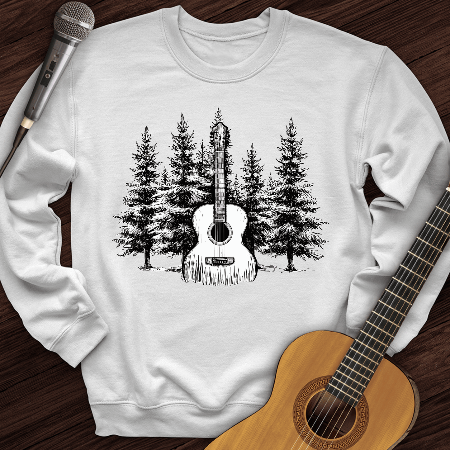 Printify Sweatshirt White / S Acoustic Pines Crewneck