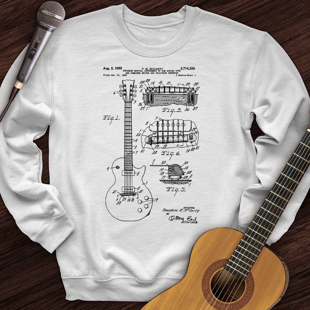 Printify Sweatshirt White / S Anatomy Of A Guitar Crewneck