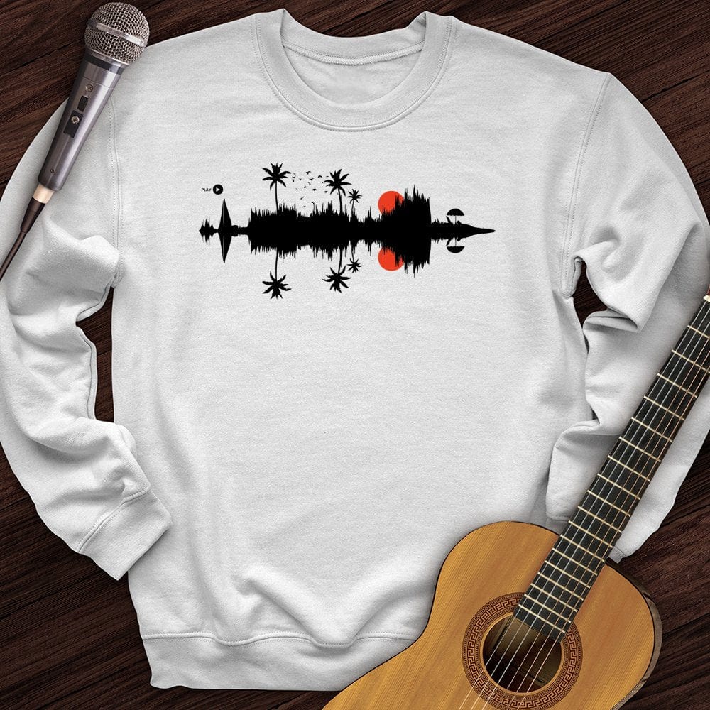 Printify Sweatshirt White / S Beach Sound Waves Crewneck