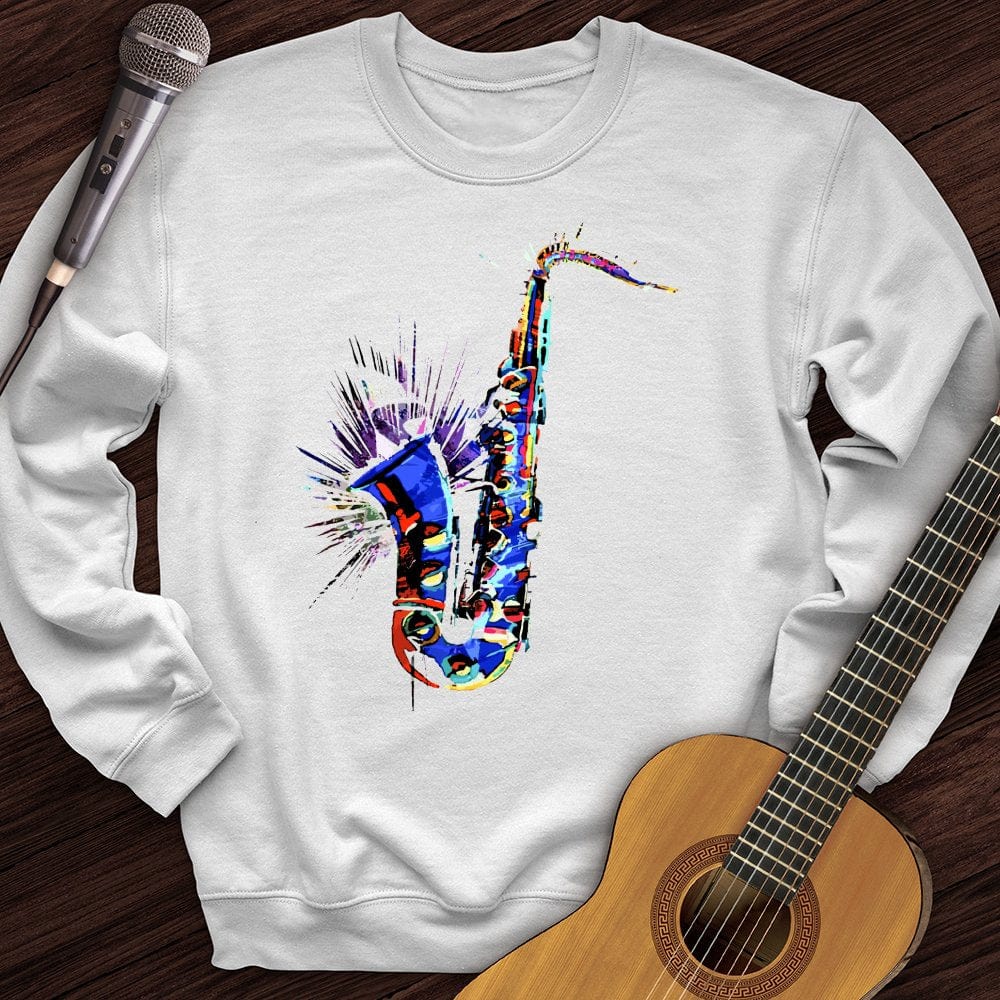 Printify Sweatshirt White / S Blue Jazz Sax Crewneck