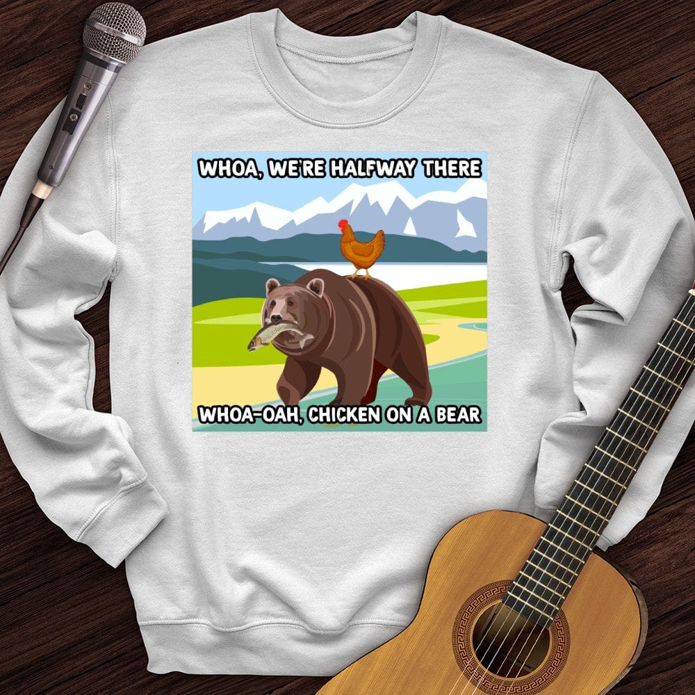 Printify Sweatshirt White / S Chicken On A Bear Crewneck