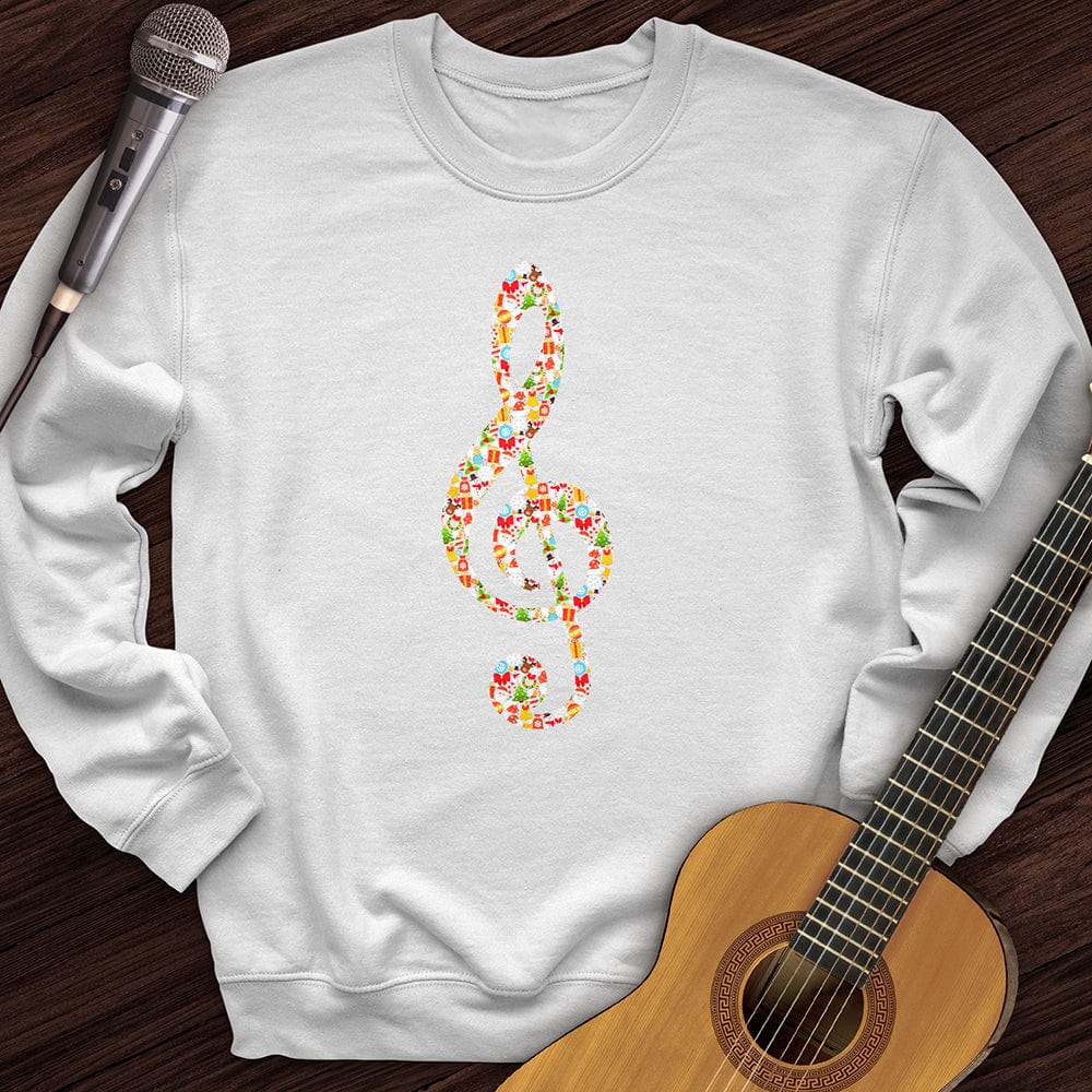 Printify Sweatshirt White / S Christmas Treble Clef Crewneck