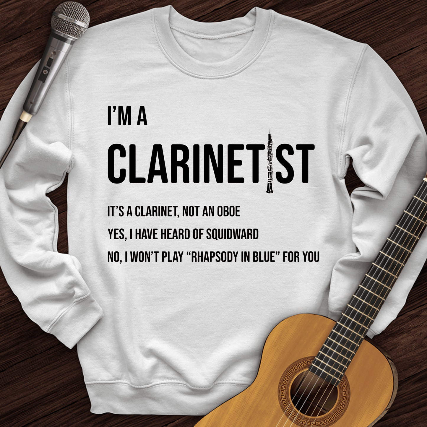 Printify Sweatshirt White / S Clarinetist Crewneck