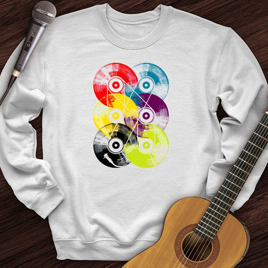 Printify Sweatshirt White / S Colorful Vinyls Crewneck