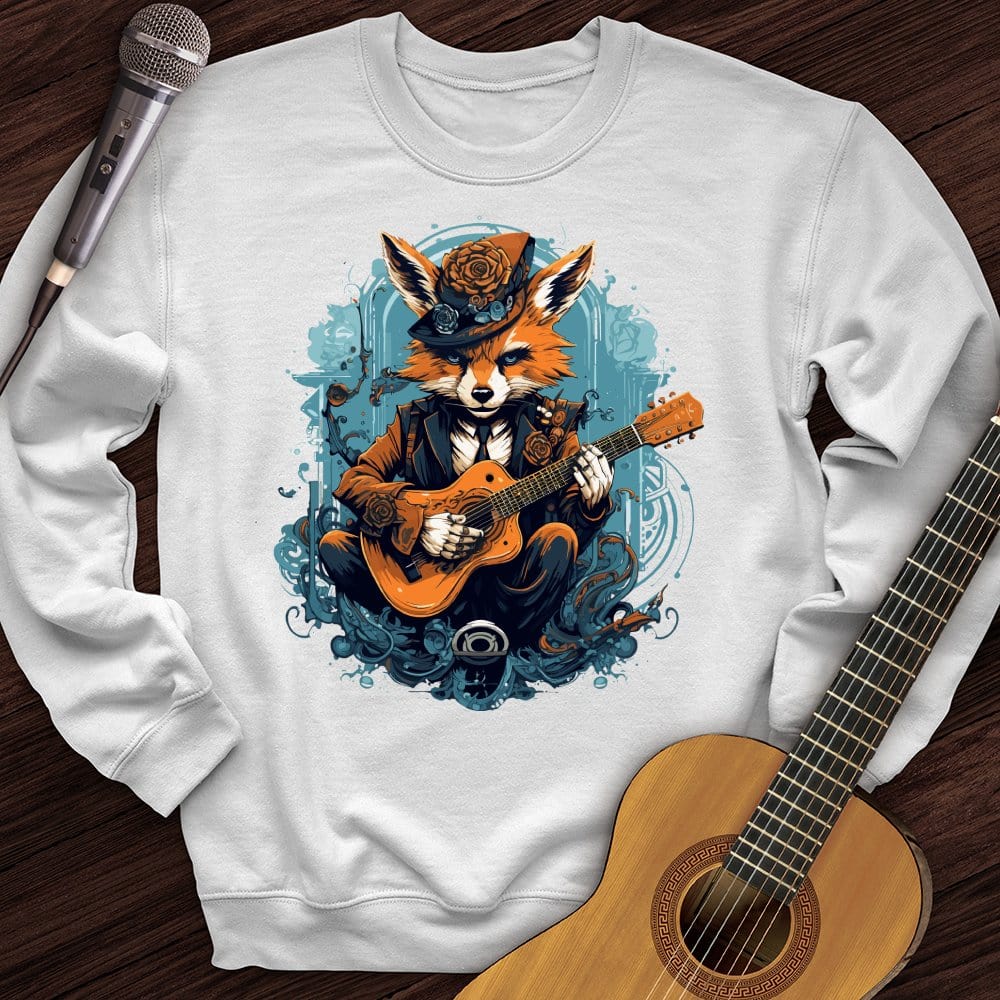 Printify Sweatshirt White / S Fox Playing Guitar Crewneck