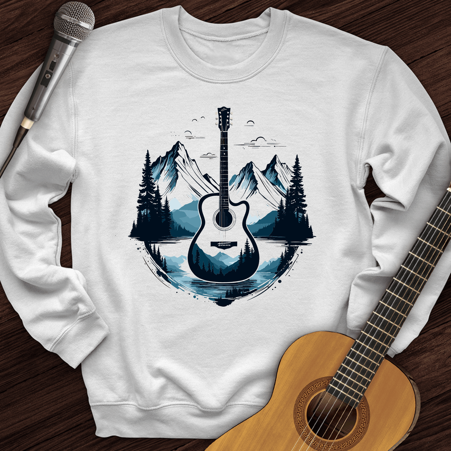 Printify Sweatshirt White / S Glacier Guitar Crewneck